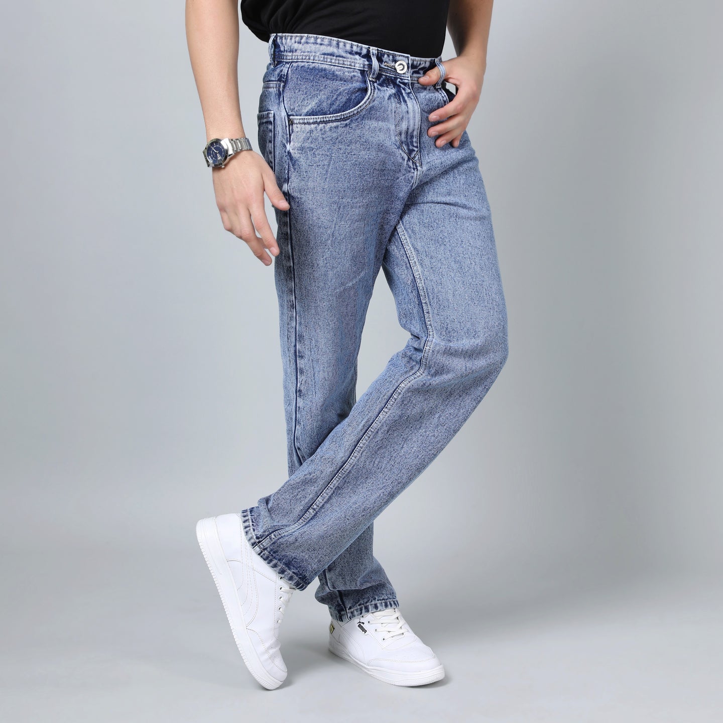 LIGHT BLUE BAGGY FIT JEAN TEDDY 4721-2